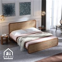 GIƯỜNG GỖ ASK - ĐẦU GIƯỜNG KHUNG GỖ CĂNG MÂY 06