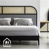 GIƯỜNG ASK _ ĐẦU GIƯỜNG KHUNG GỖ CĂNG MÂY 07