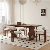 Bàn ăn dáng cong Bắc Âu – Thiết kế tối giản, linh hoạt theo yêu cầu