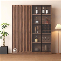 Tủ rượu gỗ Nave – Kết hợp kính mờ, thiết kế tối giản tinh tế