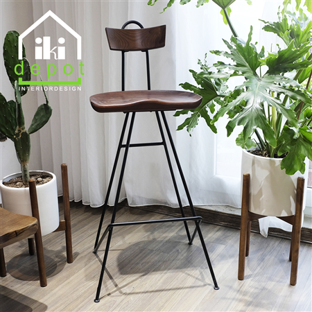 GHẾ BAR MẶT GỖ CHÂN SẮT SADDLE SEAT    - CÓ TỰA