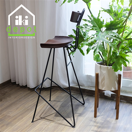 GHẾ BAR MẶT GỖ CHÂN SẮT SADDLE SEAT    - CÓ TỰA