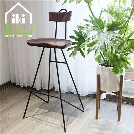 GHẾ BAR MẶT GỖ CHÂN SẮT SADDLE SEAT    - CÓ TỰA