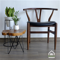 GHẾ WISHBONE - MẶT DA ĐEN IKIGGACGWIS