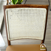 GHẾ ĂN TỰA MÂY ĐỆM DA - MÀU ÓC CHÓ IKIGGACGMDD