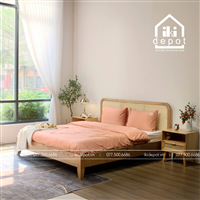 GIƯỜNG GỖ ASK - ĐẦU GIƯỜNG KHUNG GỖ CĂNG MÂY 01