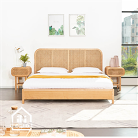 GIƯỜNG GỖ ASK - ĐẦU GIƯỜNG KHUNG GỖ CĂNG MÂY 02