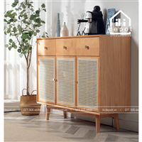 TỦ GỖ TRANG TRÍ 3 CÁNH KẸP MÂY