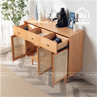 TỦ GỖ TRANG TRÍ 3 CÁNH KẸP MÂY