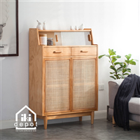TỦ GỖ TRANG TRÍ 2 CÁNH KẸP MÂY