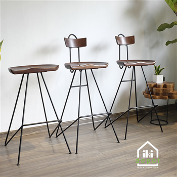 GHẾ BAR MẶT GỖ CHÂN SẮT SADDLE SEAT  