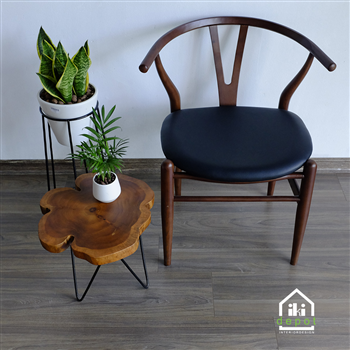 GHẾ WISHBONE - MẶT DA ĐEN IKIGGACGWIS