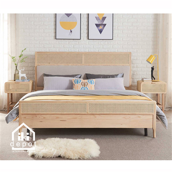 GIƯỜNG GỖ ASK - ĐẦU GIƯỜNG KHUNG GỖ CĂNG MÂY 04