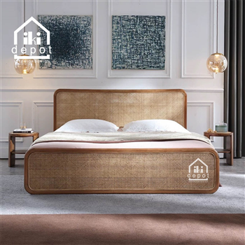 GIƯỜNG GỖ ASK - ĐẦU GIƯỜNG KHUNG GỖ CĂNG MÂY 06